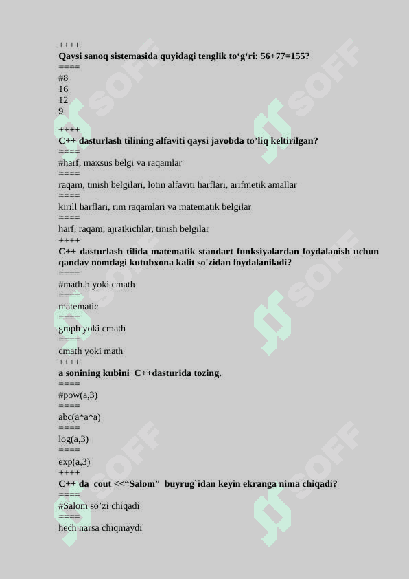 INFORMATIKA FANIDAN TEST JAVOBLARI BILAN 3