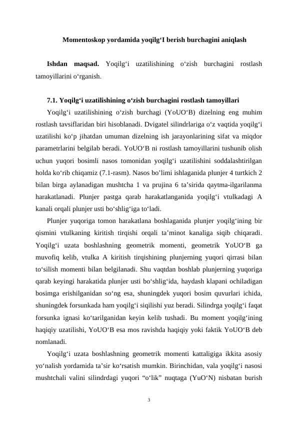 Momentoskop yordamida yoqilg‘I berish burchagini aniqlash