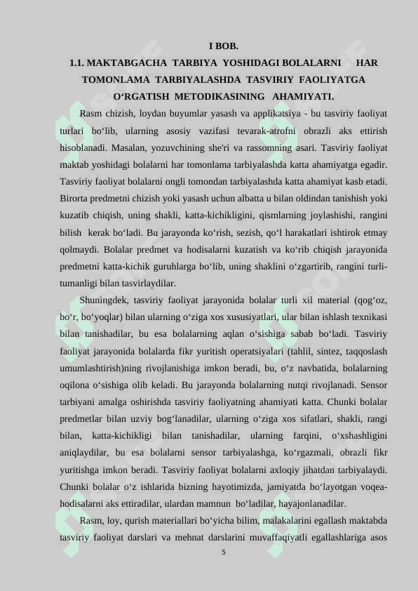 BOLALARNI HAR TOMONLAMA RIVOJLANTIRISHDA TASVIRIY FAOLIYATNING AHAMIYATI. 5