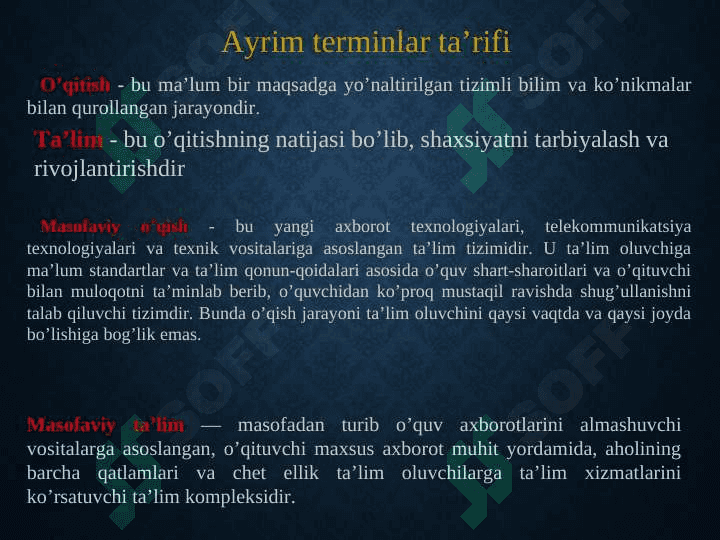 Masofaviy ta'lim texnologiyalari (TAQDIMOT) 7