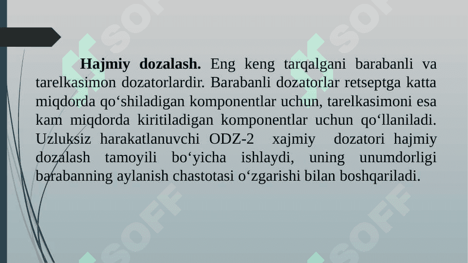 OMIXTA YEM KOMPONENTLARINI DOZATORLARDA ME’YORLASH VA ARALASHTIRISH 6