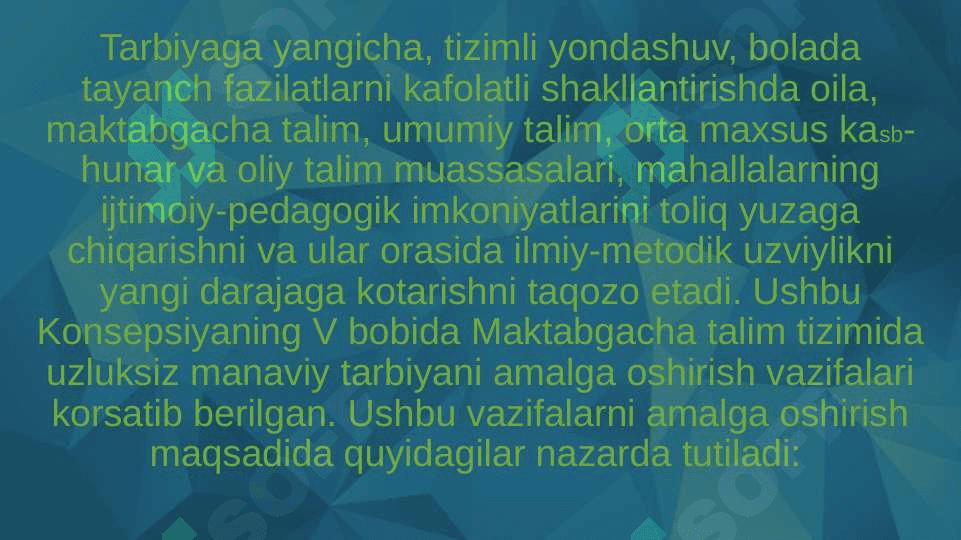 Maktabgacha va boshlang’ich ta'limda milliy tarbiya (TAQDIMOT) 6