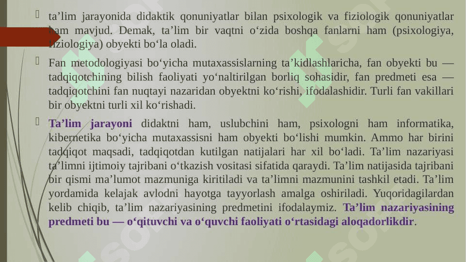 DIDAKTIKA TA’LIM NAZARIYASI SIFATIDA (taqdimot) 7