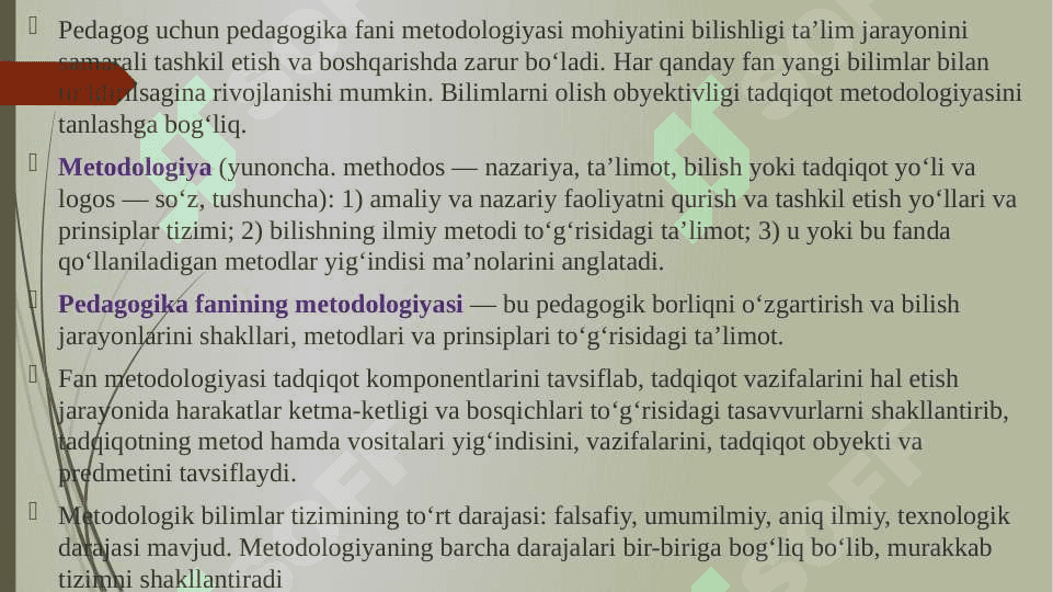ILMIY PEDAGOGIK TADQIQOTLAR METODOLOGIYASI VA METODLARI (taqdimot) 5