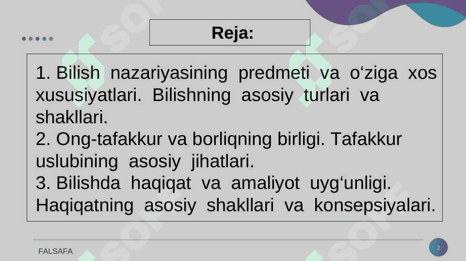 Bilish falsafasi (gnoseologiya) 2