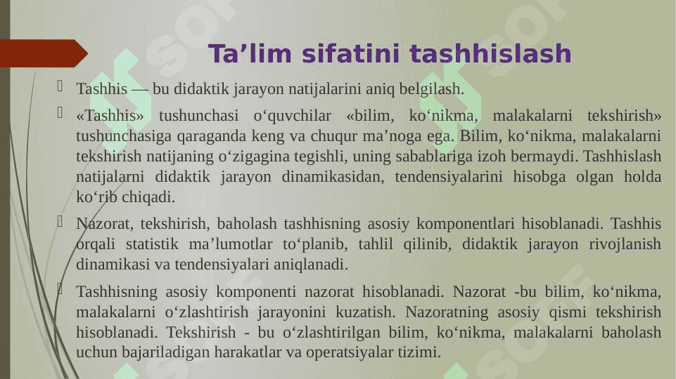 O‘QUVCHILAR BILIM, KO‘NIKMA VA MALAKLARINI TASHXIS ETISH (taqdimot) 3
