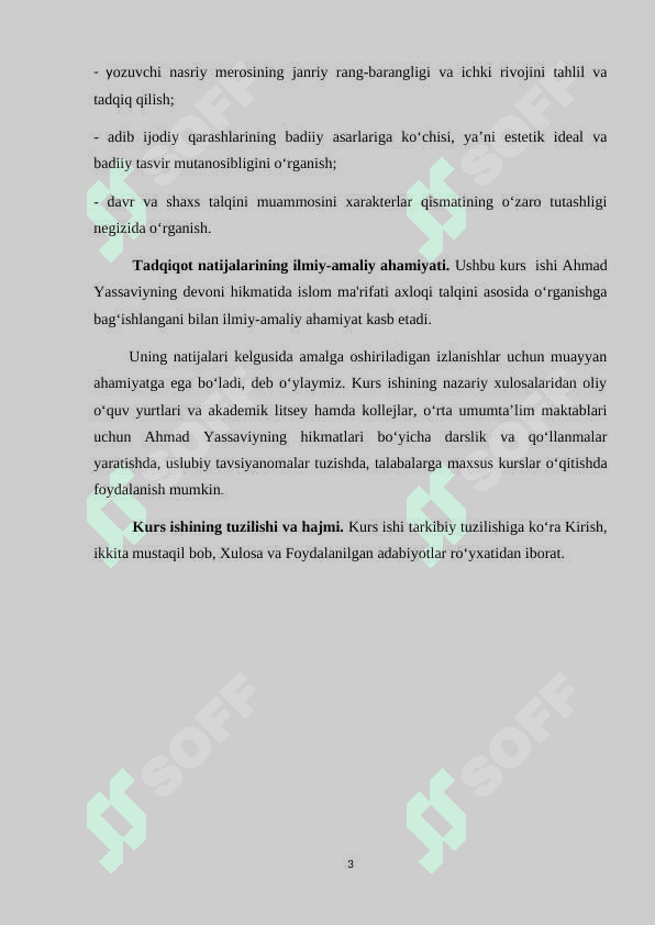 Ahmad Yassaviyning  Hikmatlar asari. KURS ISHI 3