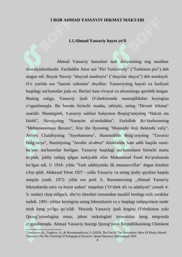Ahmad Yassaviyning  Hikmatlar asari. KURS ISHI 4