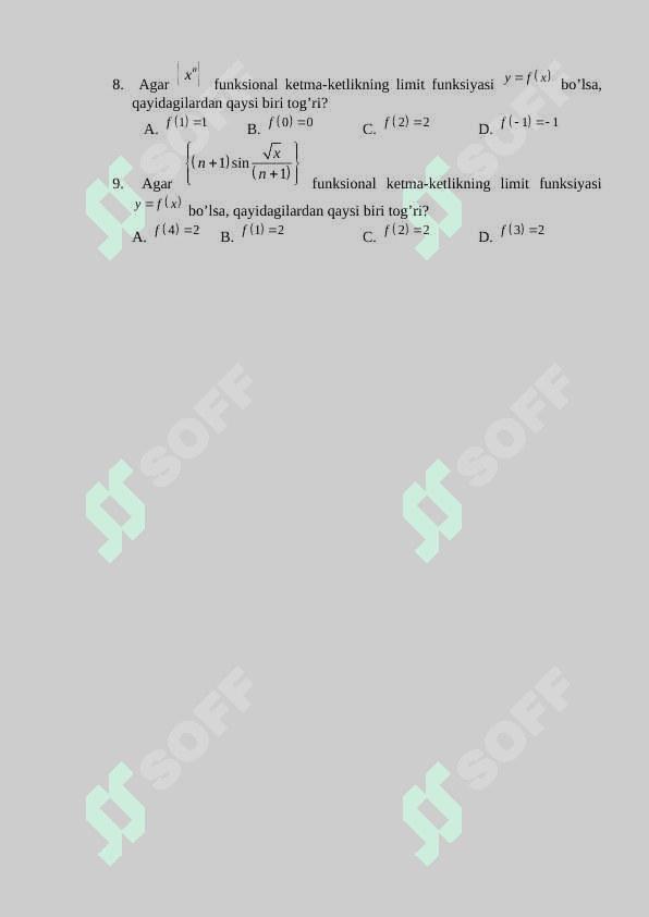 Matematik analiz yakuniy 2