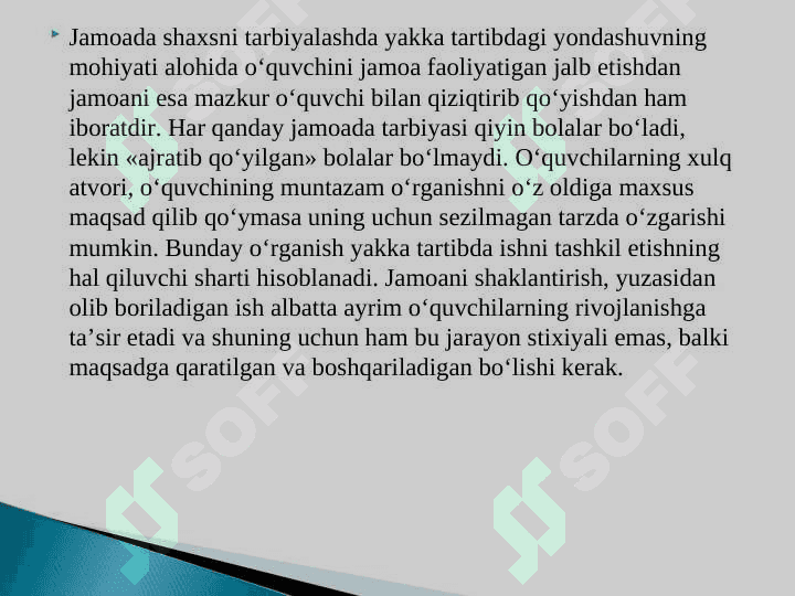 Jamoani shakllantirish metodikasi va jamoada shaxsni tarbiyalash 7