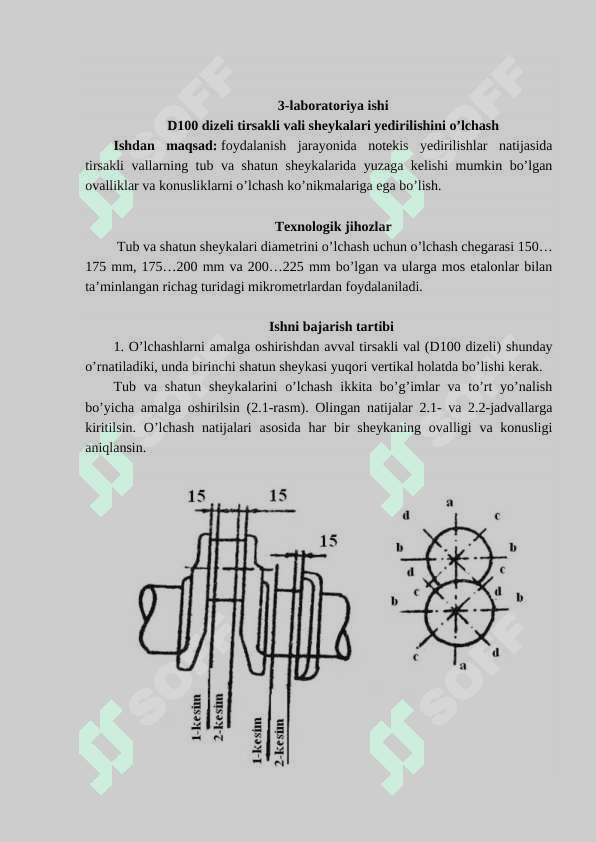 D100 DIZELI TIRSAKLI VALI SHEYKALARI YEDIRILISHINI O’LCHASH 2