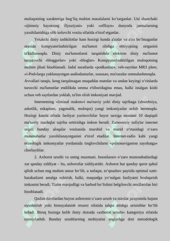 Kiber makonda diniy e`tiqod targ`ibotining ijtimoiy xavfi. 3