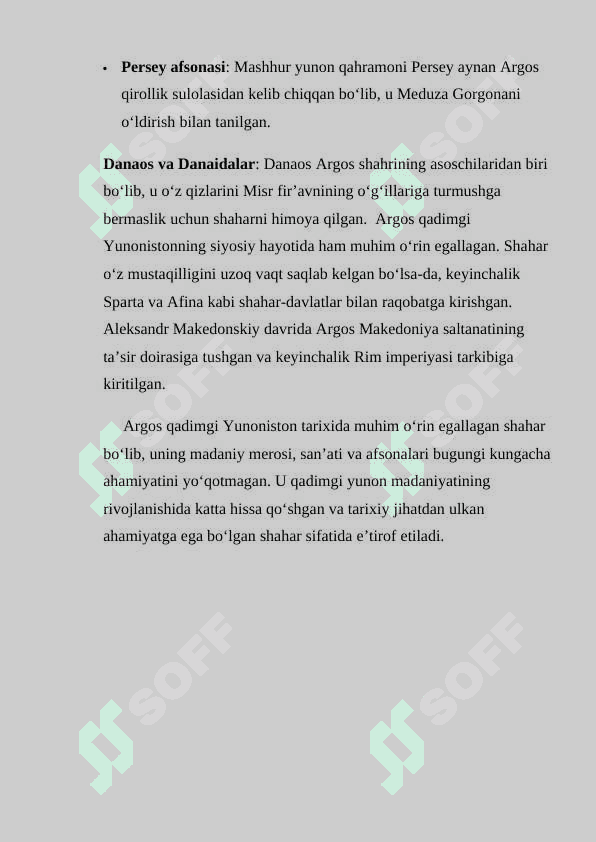 ARGOS TARIXI, MADANIYATI VA AFSONALAR 3