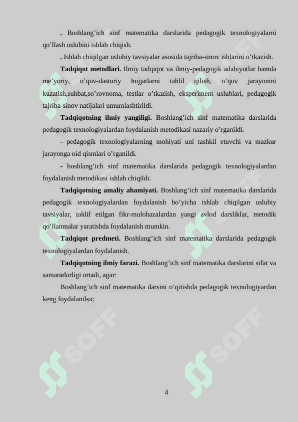Vaqt, masofa, tezlik haqidagi tasavvurlarini tarkib toptirish va ularning o’lchov birliklari bilan tanishtirish metodikasi. 4