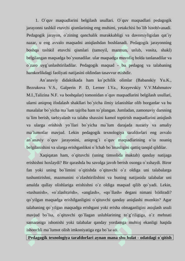 Maqsadni belgilash talimni texnologiyalashtirishning asosiy elementi 2