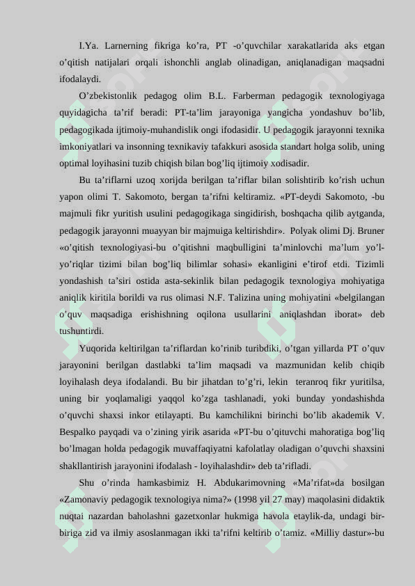 Pedagogik tizim pedagogik texnologiyaning asoslari 8
