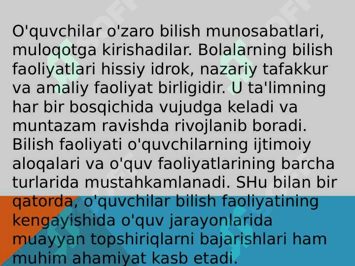 O‘quvchilar bilish faoliyati va uning tuzilishi 6