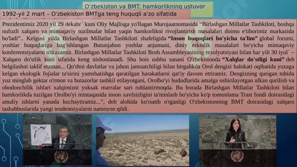 O'zbekistonning BMT bilan hamkorligi 4