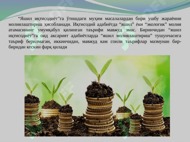 “Яшил иқтисодиёт”га ўтиш жараёнини молиялаштириш  pptx 3