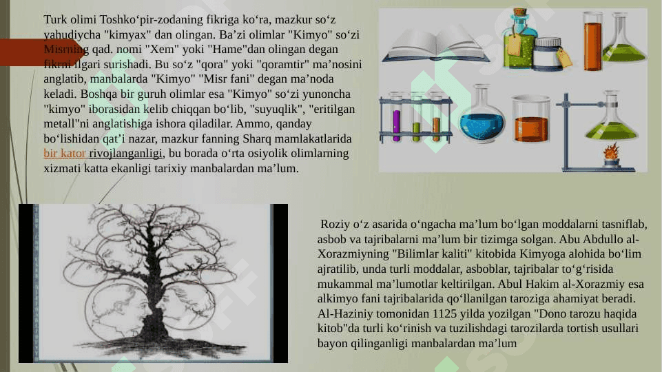 Kimyoning vujudga kelishi, kimyo tarixining davrlarga bo ‘linishi pptx 4
