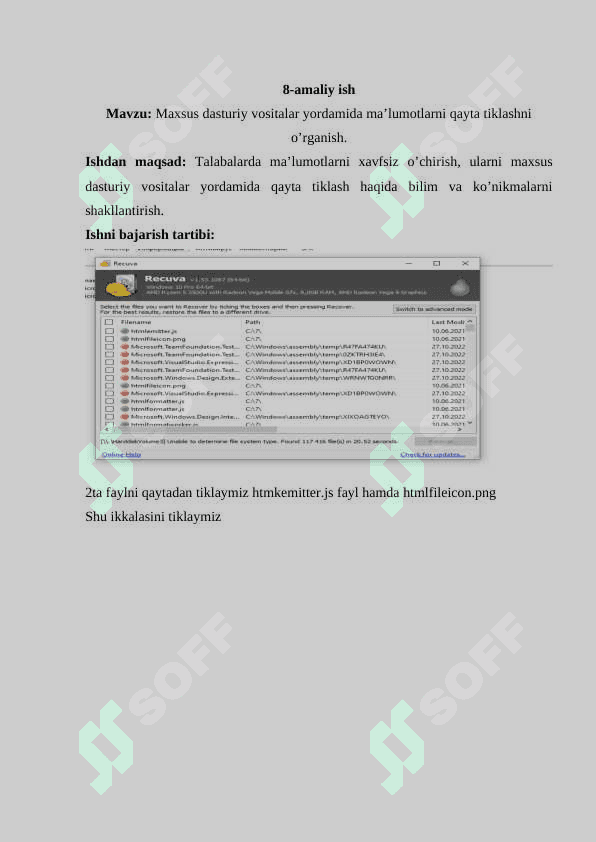 Maxsus dasturiy vositalar yordamida ma’lumotlarni qayta tiklashni o’rganish 2