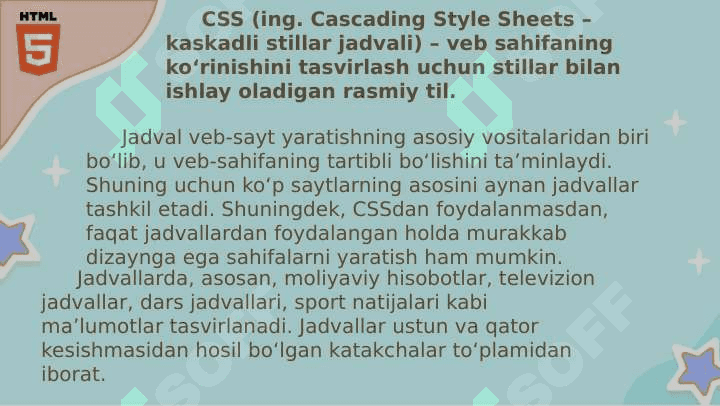 VEB-SAHIFA JADVALLI MA’LUMOTLARNI JOYLASHTIRISH 2