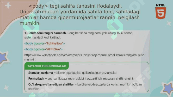 VEB-SAHIFA FONI VA MATNLAR BILAN ISHLASH 2