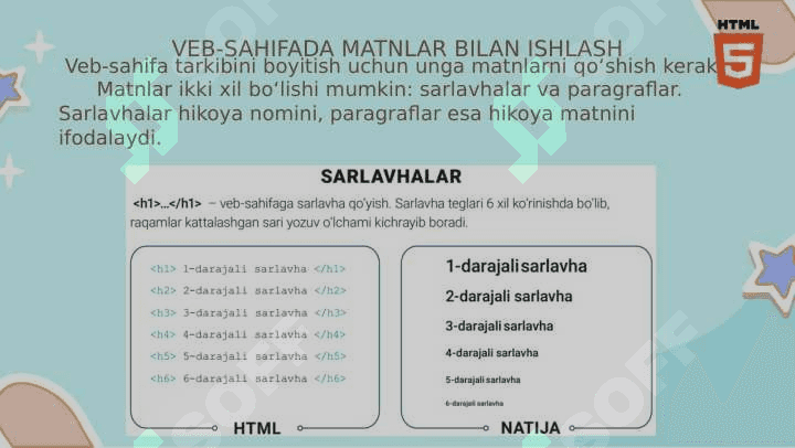 VEB-SAHIFA FONI VA MATNLAR BILAN ISHLASH 4