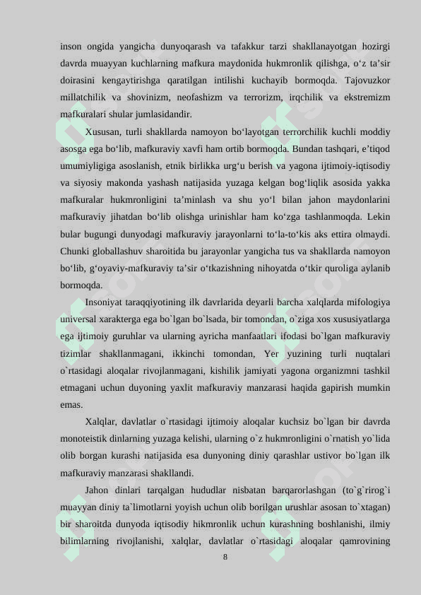 DUNYO GEOMAFKURAVIY MANZARASINI YOSHLAR DUNYOQARASHIGA TA’SIRINI 8