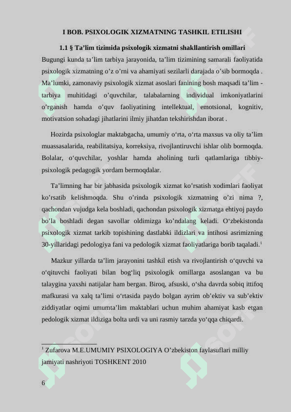 Ta’lim psixologining kasbiy faoliyati samaradorligi shartlari va mezonlari 6