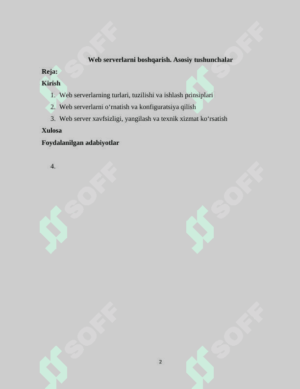 Web serverlarni boshqarish. Asosiy tushunchalar 2
