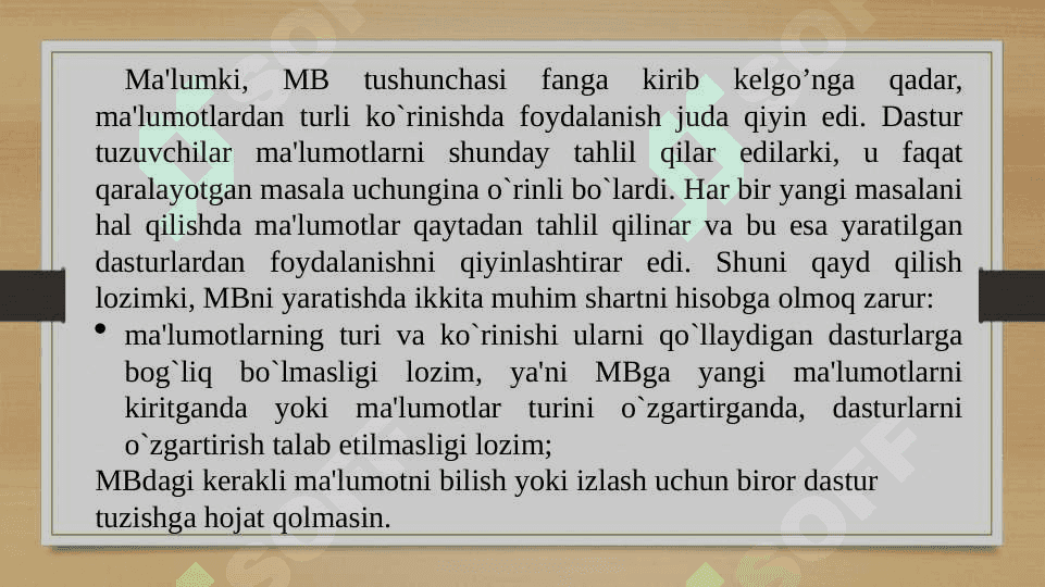 Ma’lumotlar bazasi bilan ishlash texnologiyalari 3
