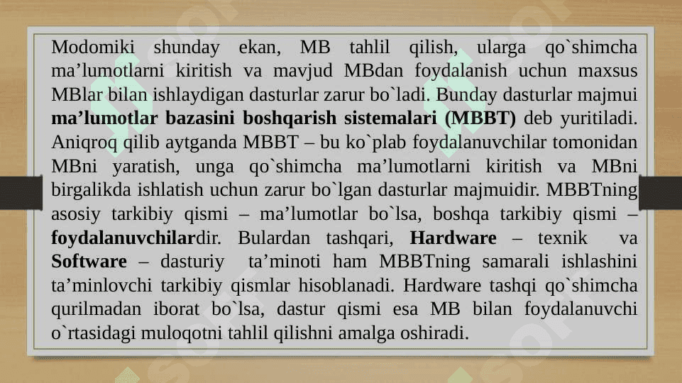 Ma’lumotlar bazasi bilan ishlash texnologiyalari 4