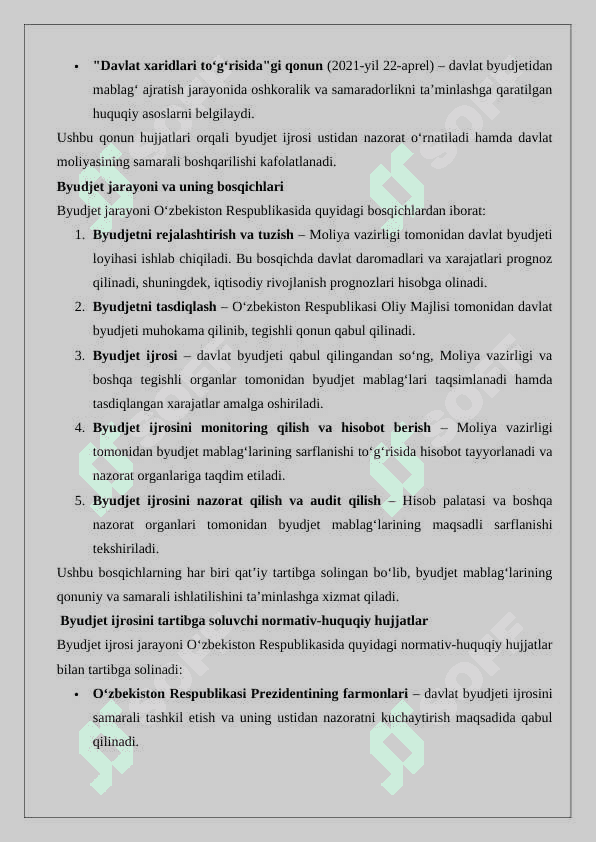 Byudjet ijrosini tashkil etish 5