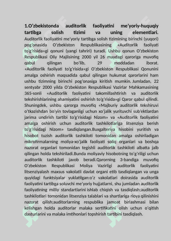 Audit o’tkazish jarayonida boshqa shaxslarning malumotlaridan foydalanish. 3