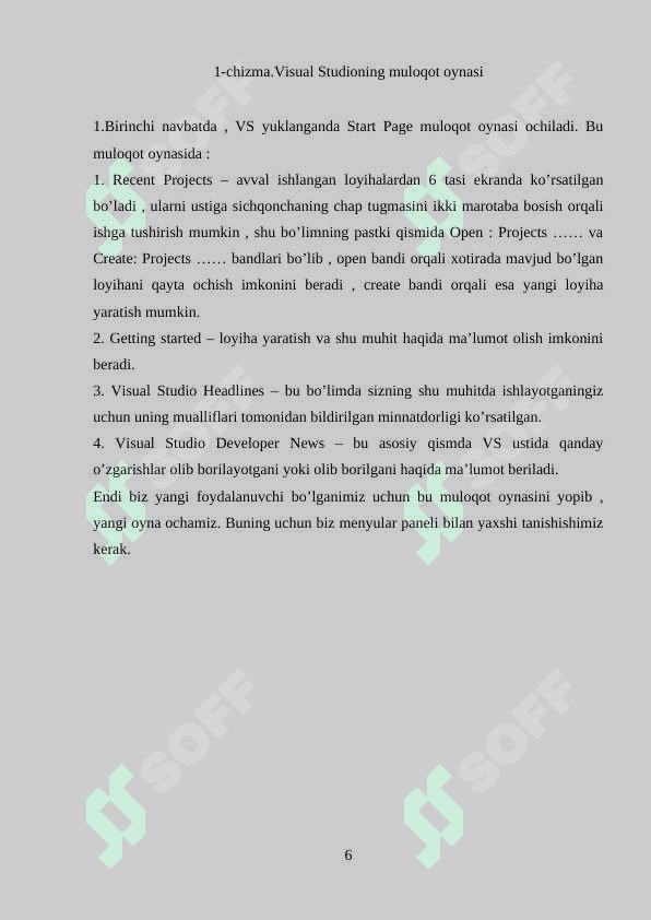 Dasturlashda FontDialog, ColorDialog, FolderBrowserDialog muloqot oynalaridan foydalanish. 6