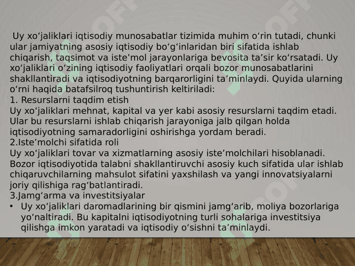 Uy xojaliklari moliyasi 2