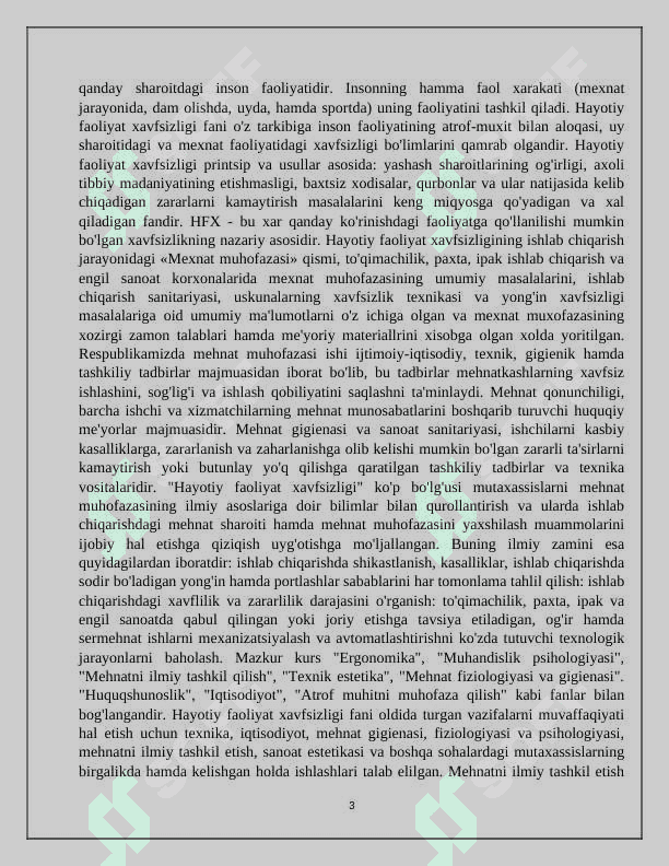 HAYOT FAOLIYATI XAVFSIZLIGI FANINING BUGUNGI KUNDAGI AHAMIYATI. 3