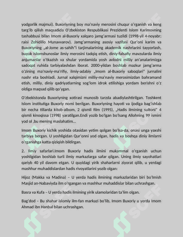 Imom Buxoriy,Imom Termiziyning hadis ilmiga qo'shgan hissalarini qiyosiy tahlili 4