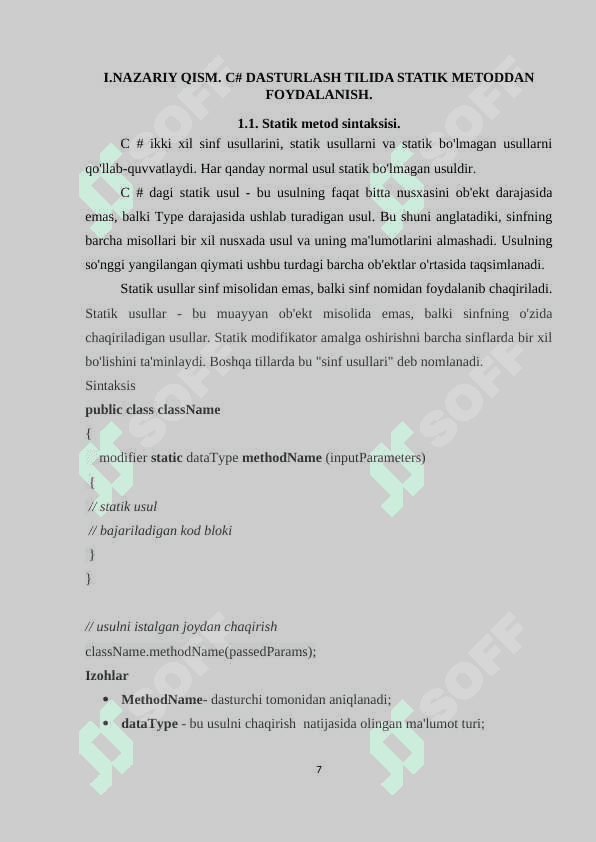 Statik va dinamik metodlar 7