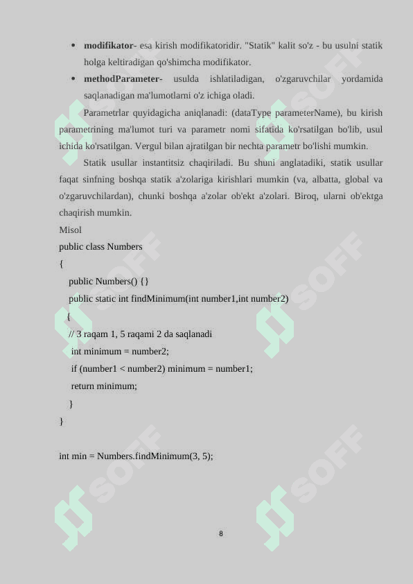 Statik va dinamik metodlar 8