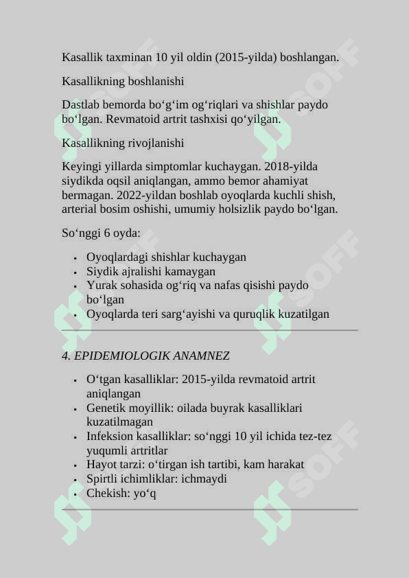 Buyrak amiloidozi kasallik tarixi 4
