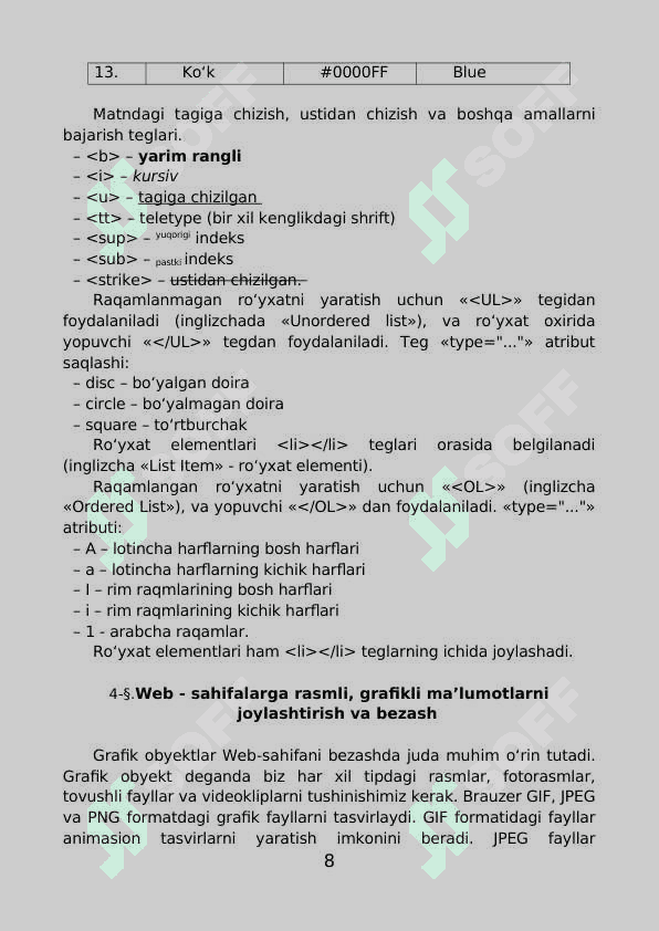 Web-sahifa,  web-sayt va   web-dizayn tushunchalari KURS ISHI 8