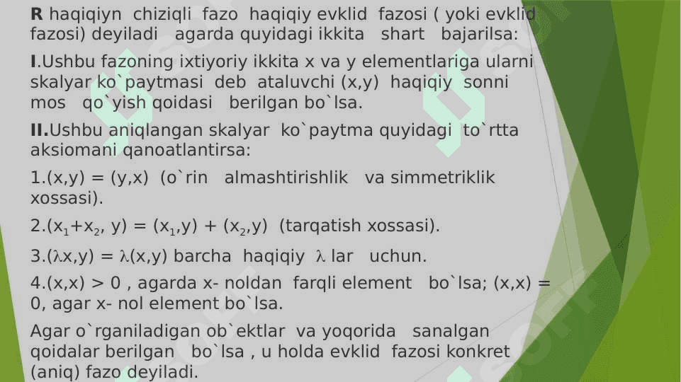 Haqiqiy evklid fazosi va uni sodda xossalari 2
