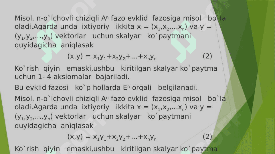 Haqiqiy evklid fazosi va uni sodda xossalari 3