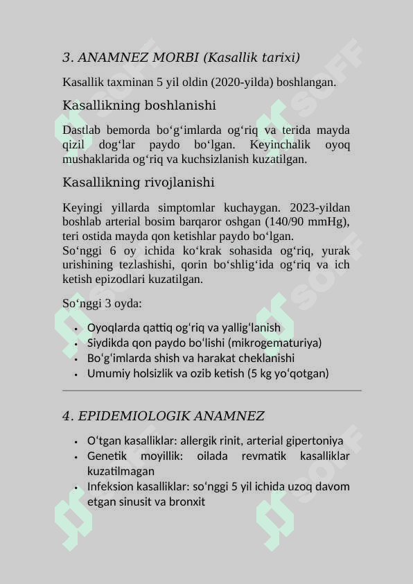Tizimli vaskulitlar kasallik tarixi 1