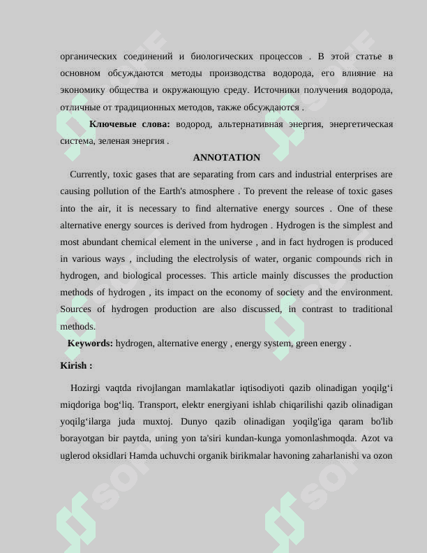 vodorod kelajak energiyasi sifatida 2