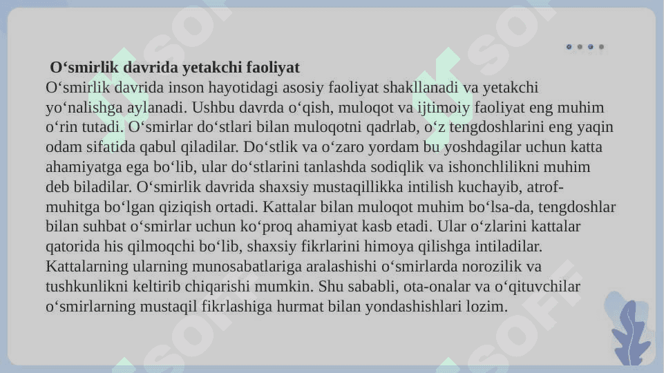 O'SMIRLIK DAVRI SLAYD MUSTAQIL ISH 6