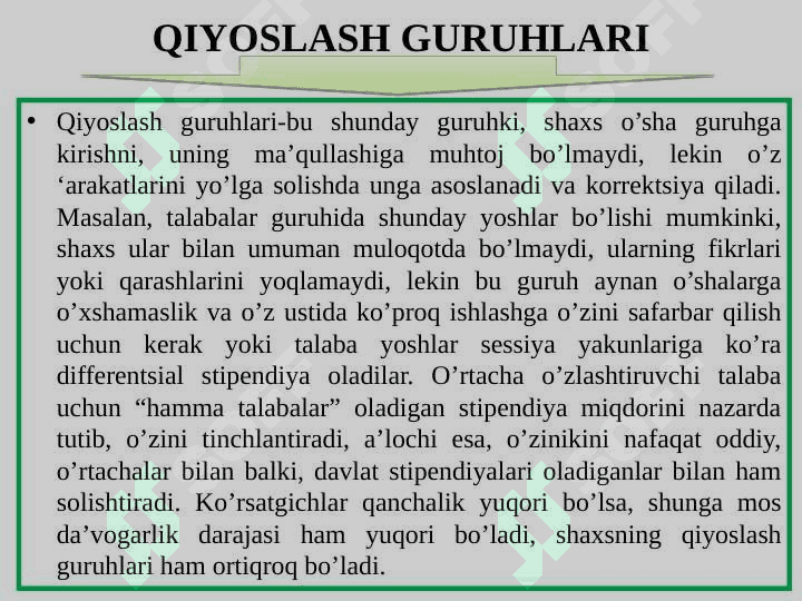 Slayd.  JAMOA VA GURUH 8