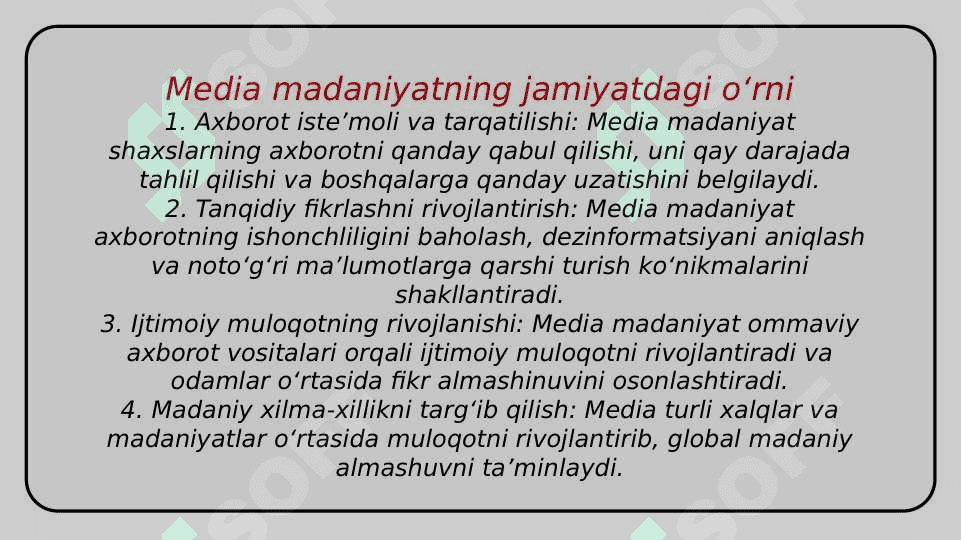 Axborot matnlari bilan ishlash va media madaniyat 8